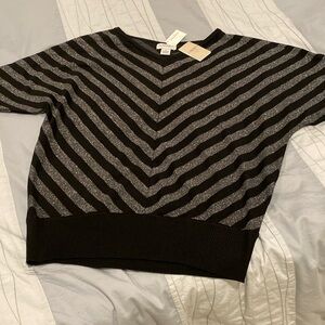 Carmen  Marc Valvo NWT sparkly silver & black sweater. Neiman Marcus …
